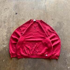 Vintage 90's Russell Athletic Red Crewneck Sweatshirt - Size L - Distressed